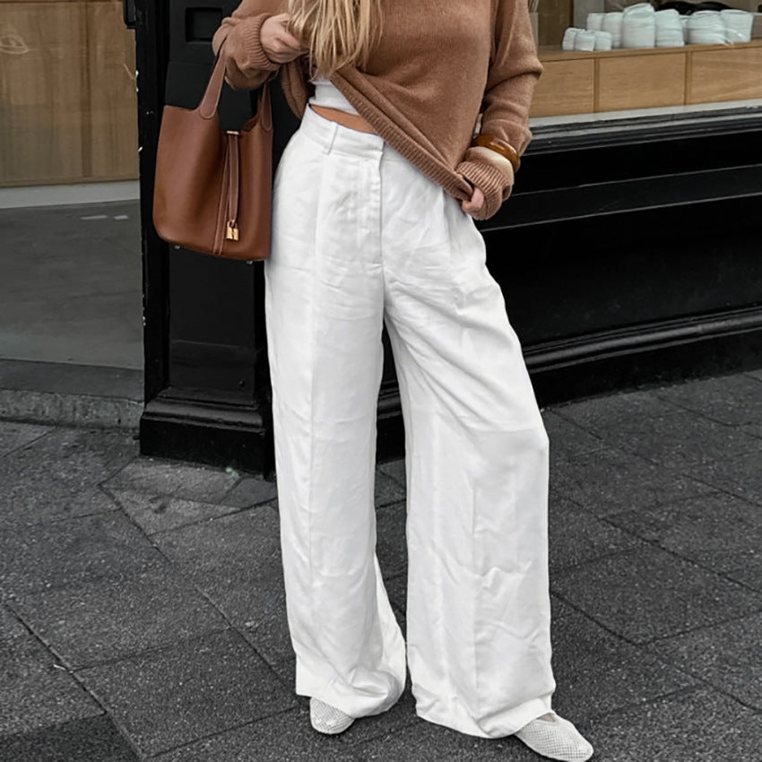 Pantaloni Palazzo in Raso Bianco