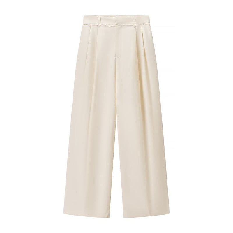 Pantaloni Palazzo Plissettati Crema
