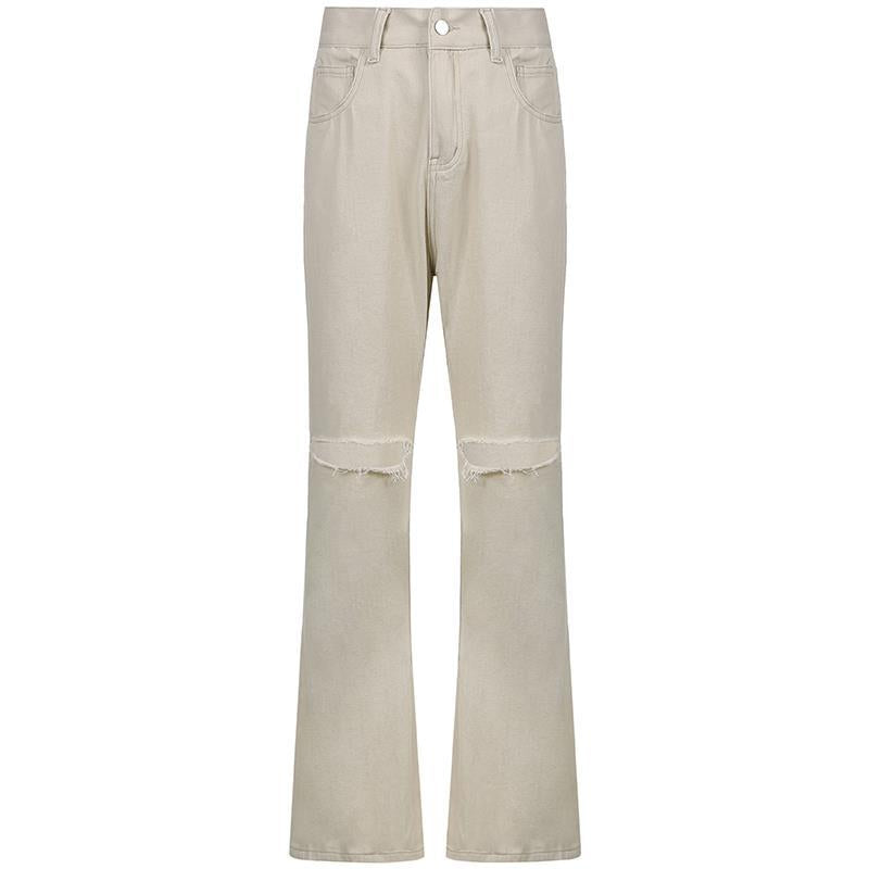 Jeans Palazzo Beige Destroyed