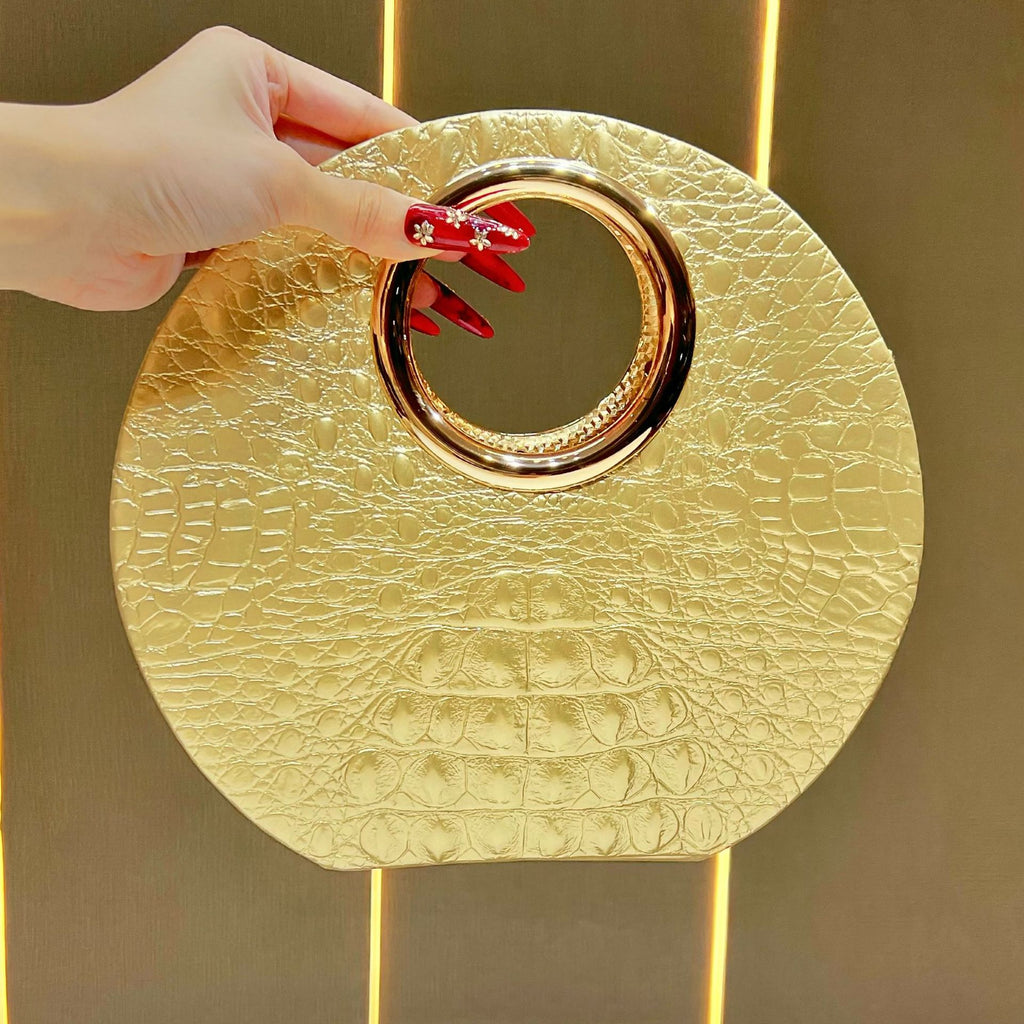 Borsa Tonda con Manico Oro
