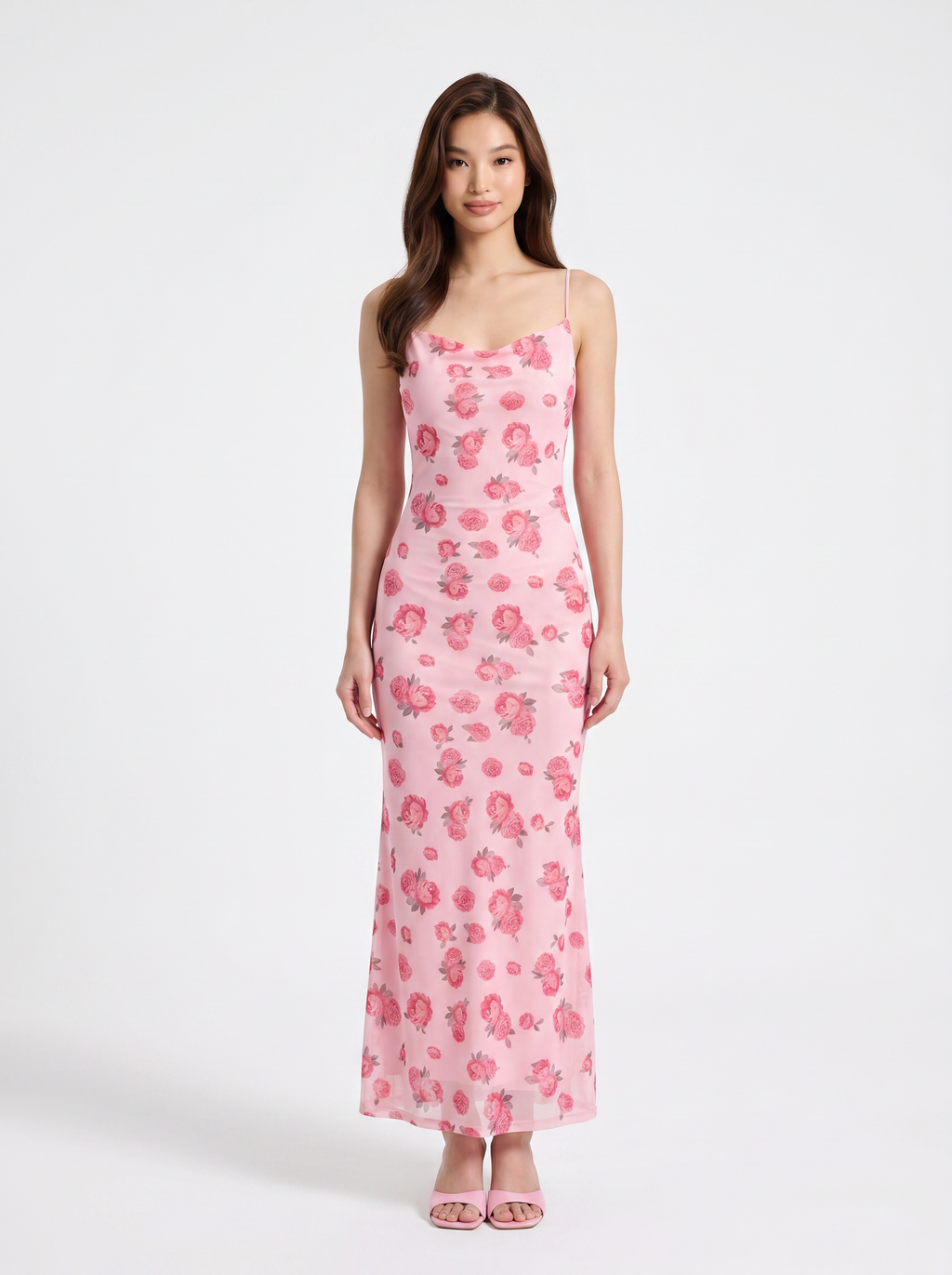 Abito Sottoveste Floreale in Mesh