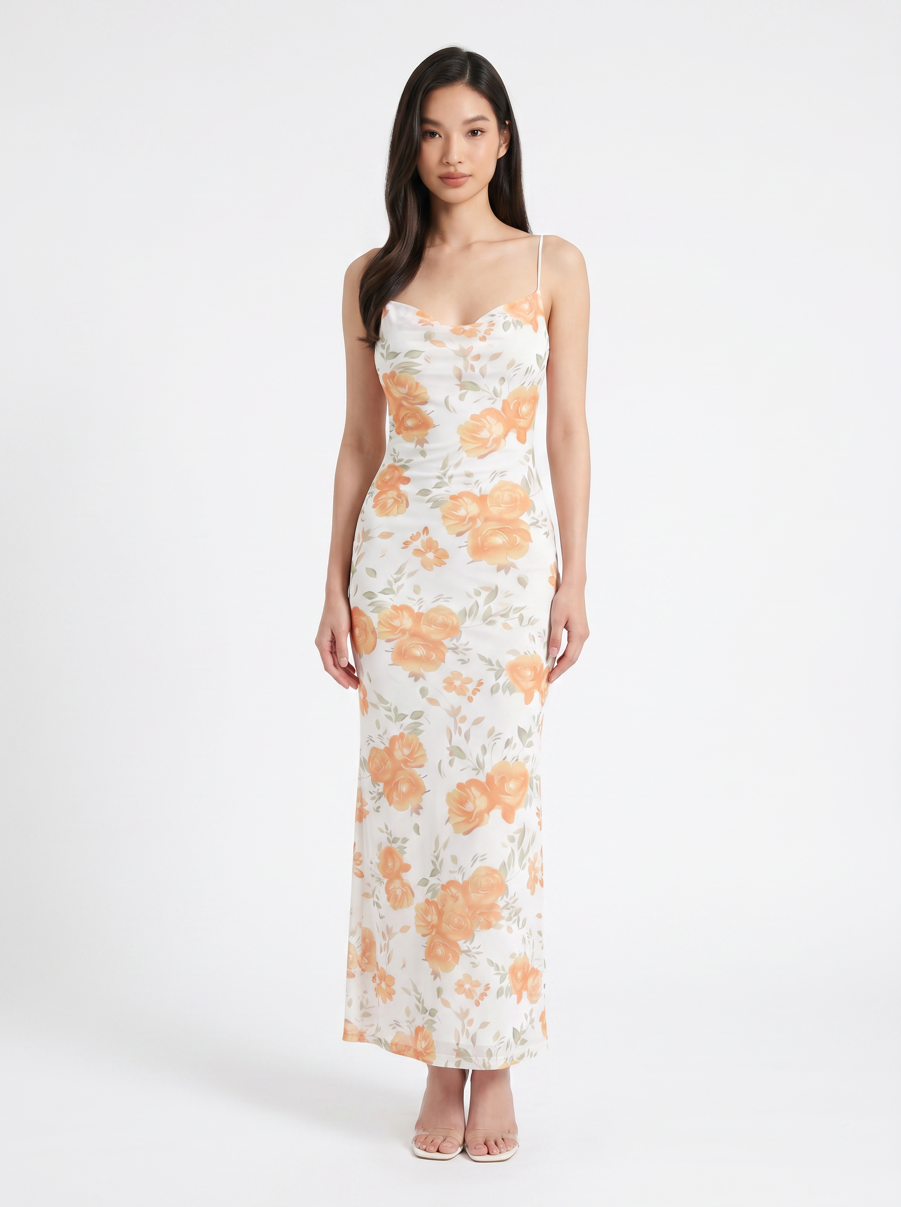 Abito Sottoveste Floreale in Mesh