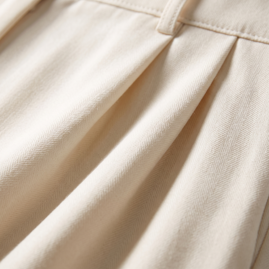 Pantaloni Palazzo Plissettati Crema - dettaglio tessuto