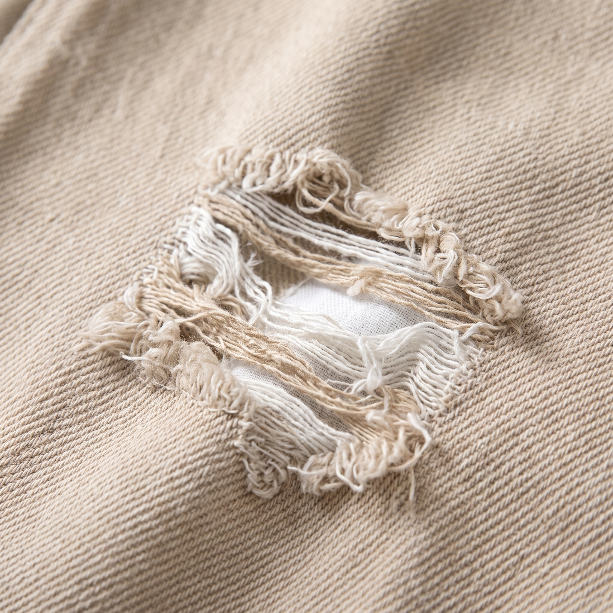 Jeans Palazzo Beige Destroyed - dettaglio tessuto