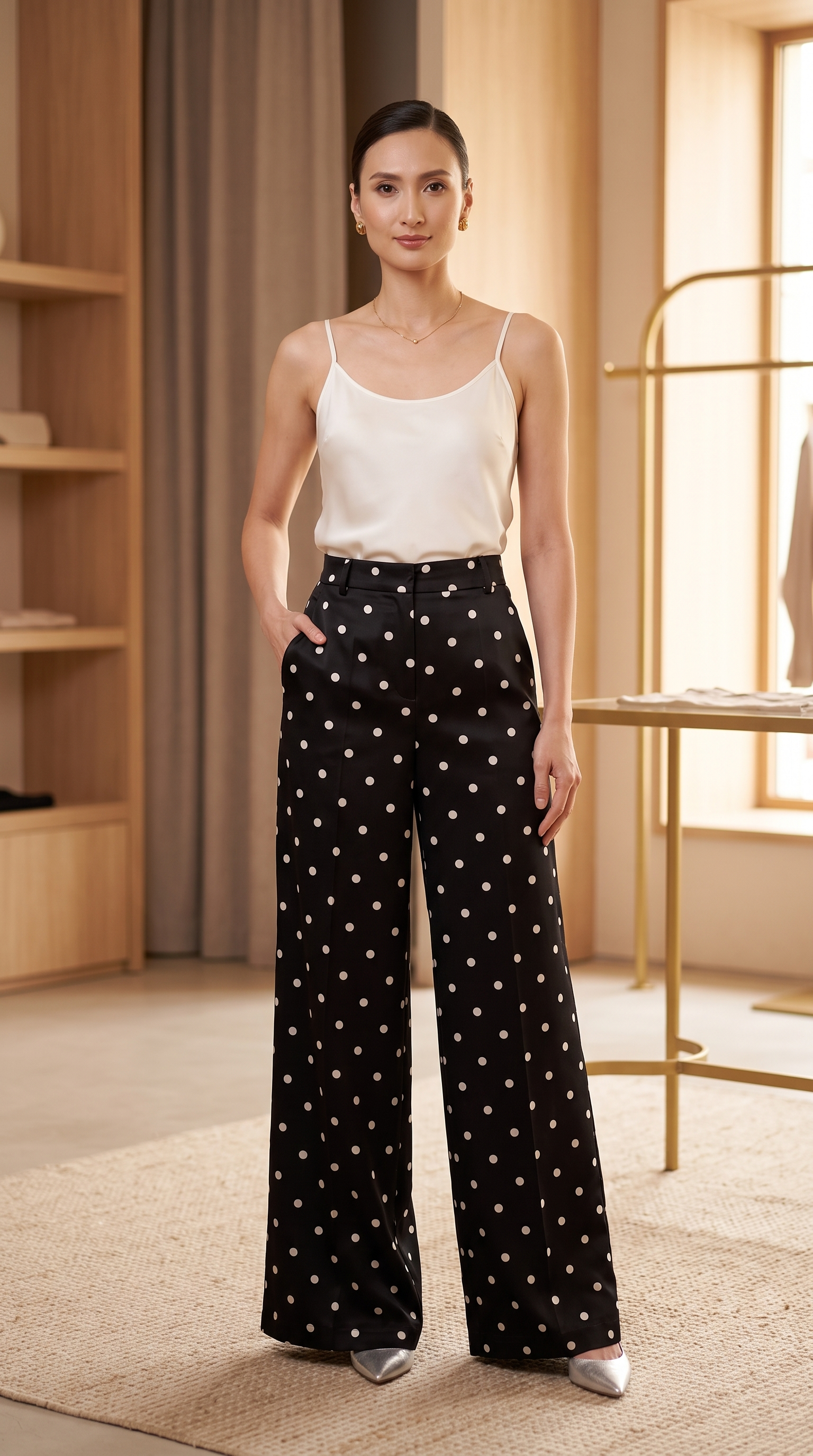 Pantaloni Palazzo a Pois - Black