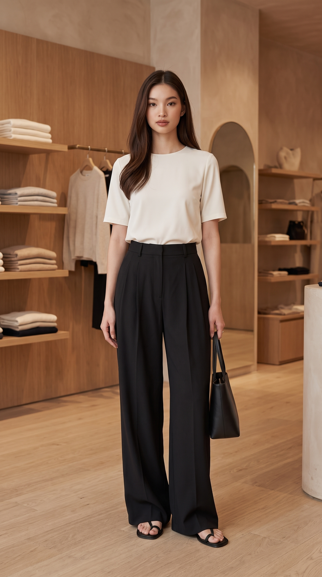 Pantaloni Palazzo con Pince - Black