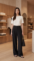 Pantaloni Palazzo con Pince - Black