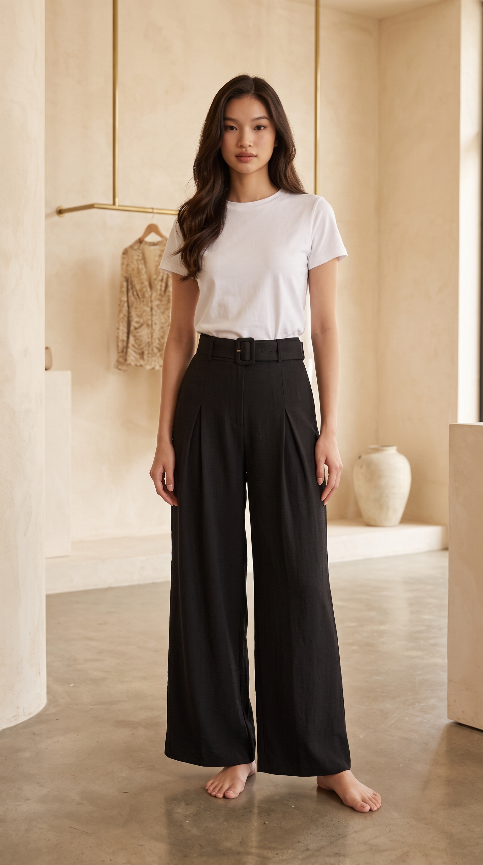 Pantaloni Palazzo Verde Oliva - Black