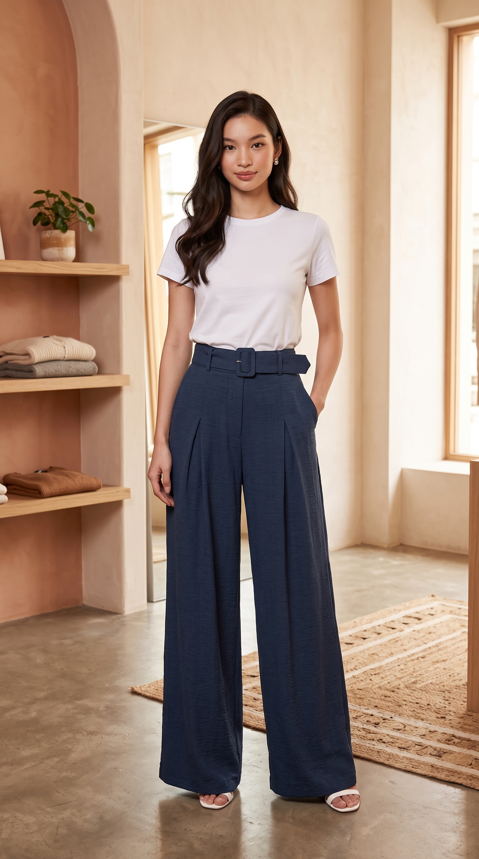 Pantaloni Palazzo Verde Oliva - Dark Blue