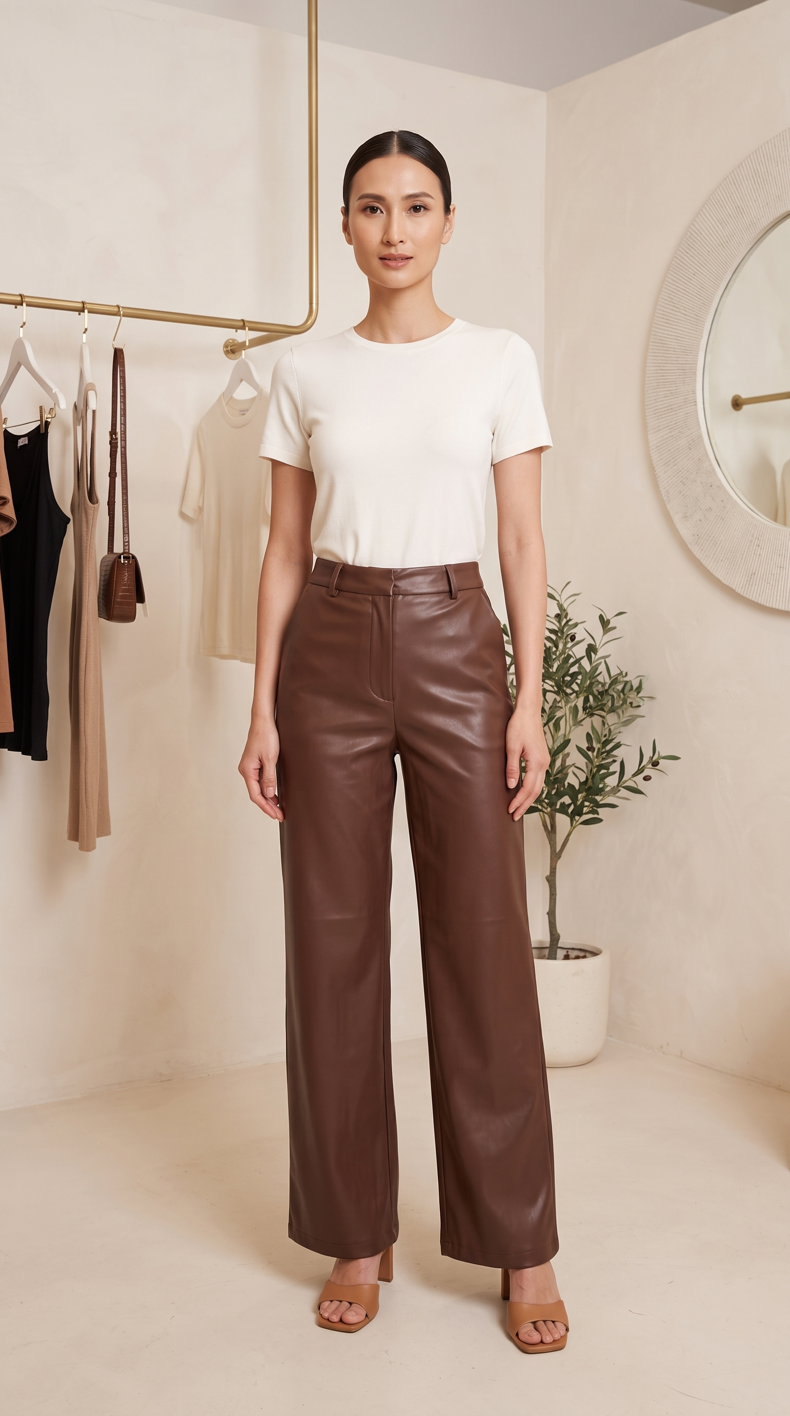 Pantaloni in Similpelle - Brown